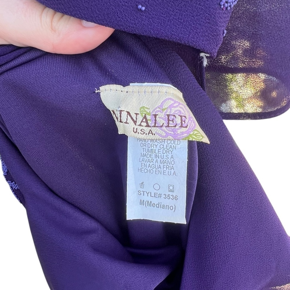 Vintage Purple Beaded NinaLee Cocktail Party Dress Medium - Picture 3 of 6